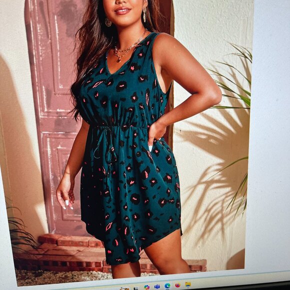 Teal Print Dress, size 1X - Picture 3 of 3